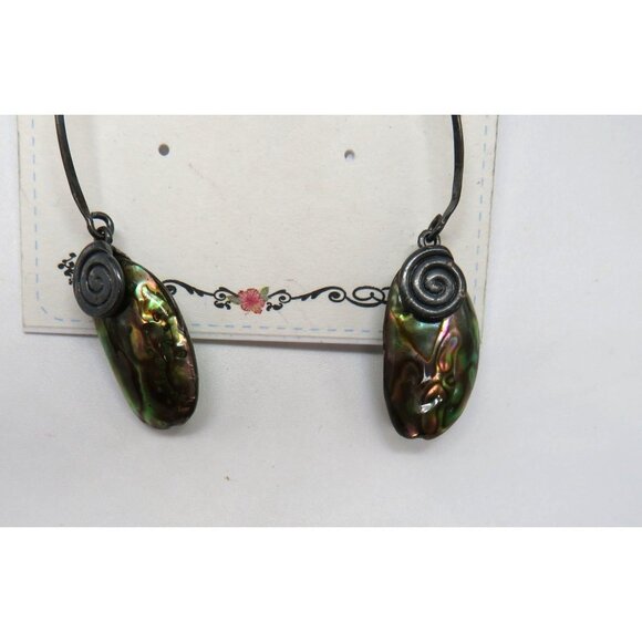 Aphorism Earrings Sterling Silver Abalone Shell Drop Dangle New - Picture 3 of 7